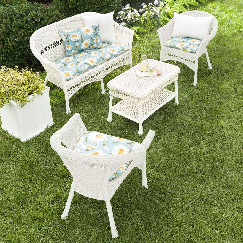 Plow & Hearth meubles causeuse en résine tressée facile d'entretien - noir 0BNZ3158