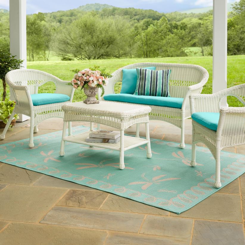 Plow & Hearth meubles causeuse en résine tressée facile d'entretien - noir 0BNZ3158