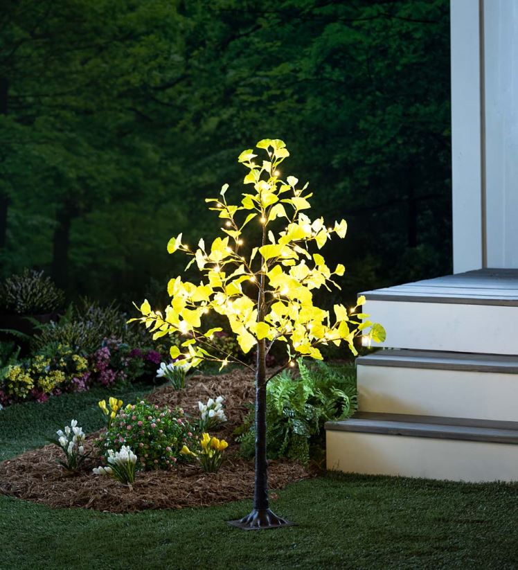 Plow & Hearth saisonniers et cadeaux Arbre ginkgo vert éclairé électriquement, 4'h, intérieur/extérieur 0BNZ3213