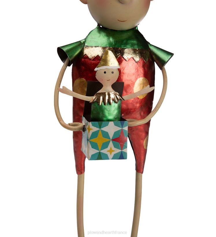 Plow & Hearth saisonniers et cadeaux Elfe en métal avec chapeau jaune statue de jardin de Noël 0BNZ3194