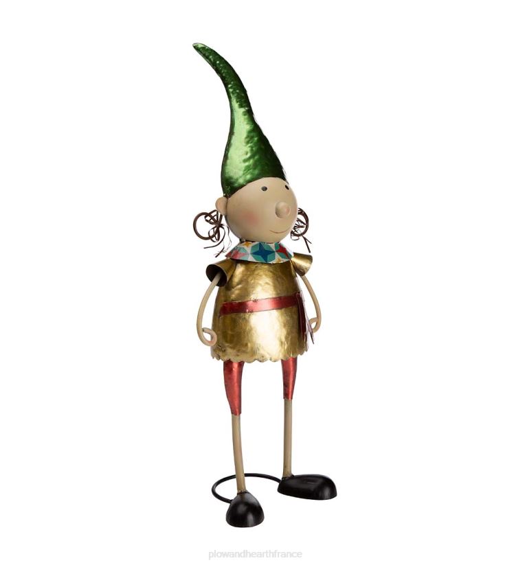 Plow & Hearth saisonniers et cadeaux Elfe en métal avec chapeau vert statue de jardin de Noël 0BNZ3149