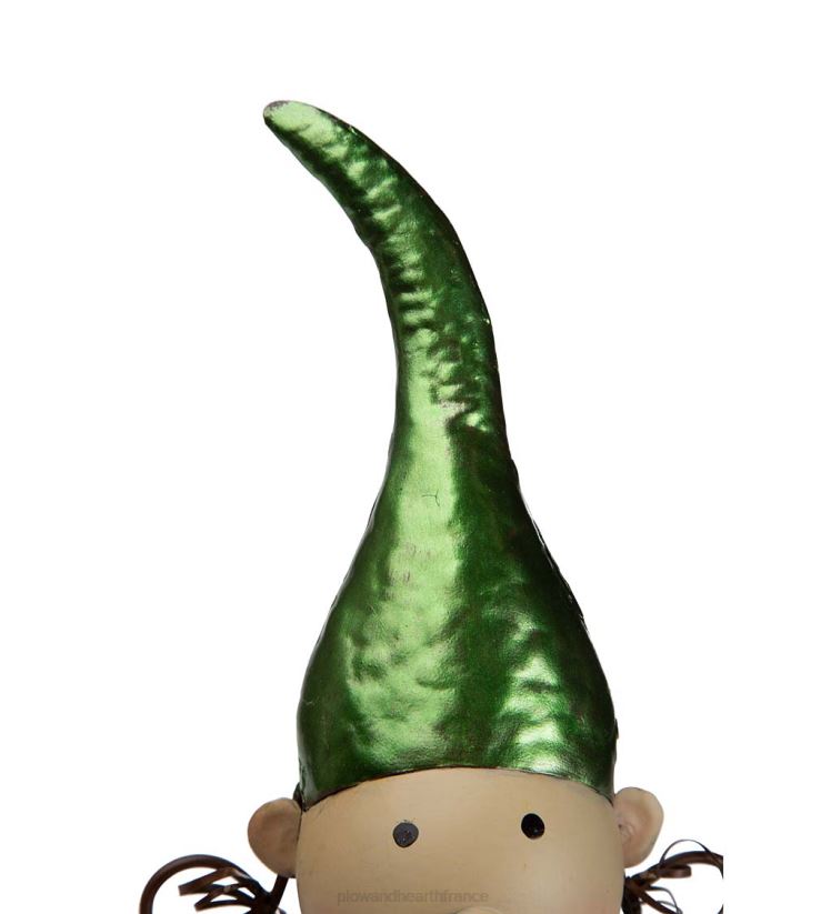 Plow & Hearth saisonniers et cadeaux Elfe en métal avec chapeau vert statue de jardin de Noël 0BNZ3149