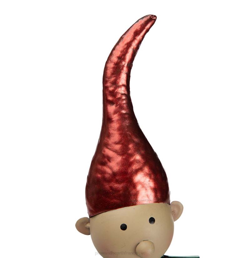 Plow & Hearth saisonniers et cadeaux Elfe en métal avec statue de jardin de Noël au chapeau rouge 0BNZ3175