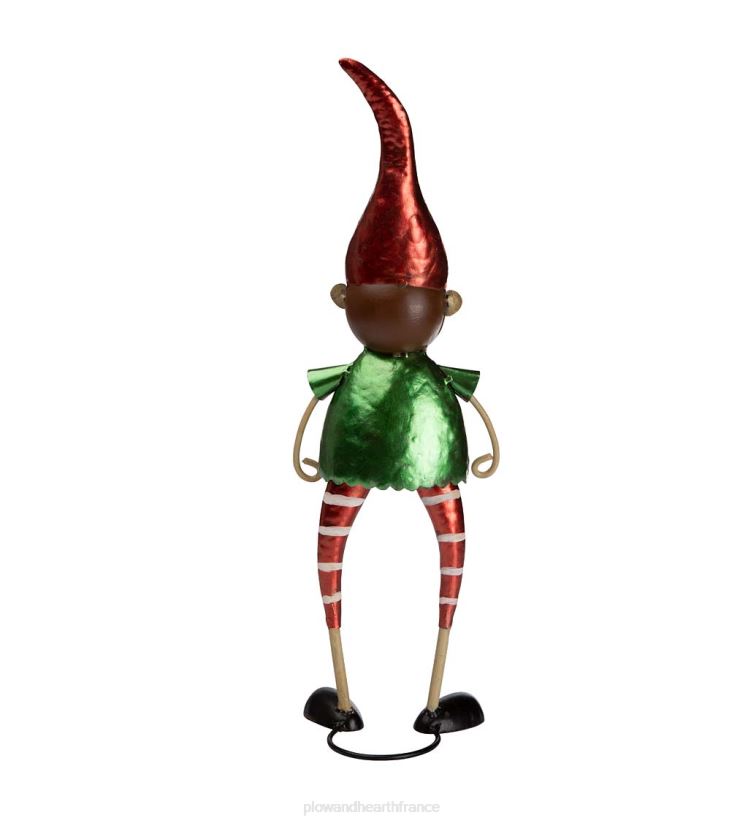 Plow & Hearth saisonniers et cadeaux Elfe en métal avec statue de jardin de Noël au chapeau rouge 0BNZ3175