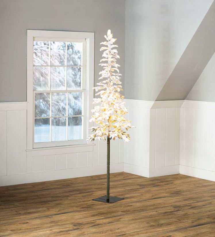 Plow & Hearth saisonniers et cadeaux Sapin de Noël alpin floqué Monte Rosa de 6' avec 150 LED blanc chaud 0BNZ3232