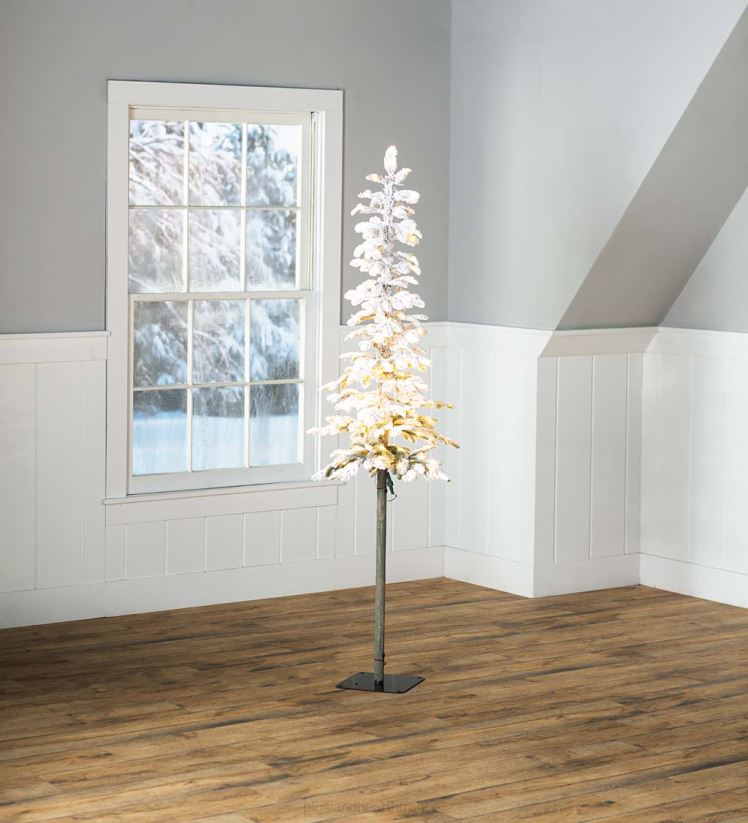 Plow & Hearth saisonniers et cadeaux Sapin de Noël alpin floqué Monte Rosa de 6' avec 150 LED blanc chaud 0BNZ3232