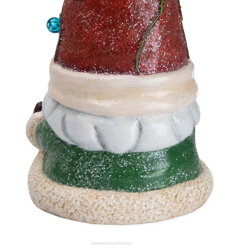 Plow & Hearth saisonniers et cadeaux Statue de nain de jardin de vacances éclairée avec bonnet de Noel 0BNZ2993