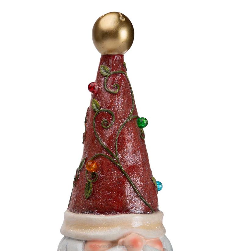 Plow & Hearth saisonniers et cadeaux Statue de nain de jardin de vacances éclairée avec bonnet de Noel 0BNZ2993