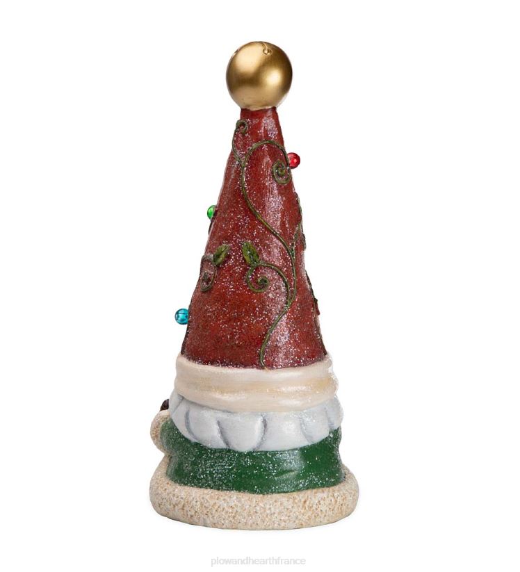 Plow & Hearth saisonniers et cadeaux Statue de nain de jardin de vacances éclairée avec bonnet de Noel 0BNZ2993