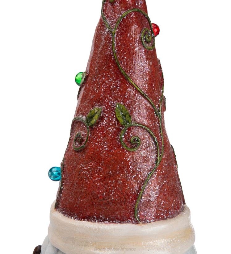 Plow & Hearth saisonniers et cadeaux Statue de nain de jardin de vacances éclairée avec bonnet de Noel 0BNZ2993