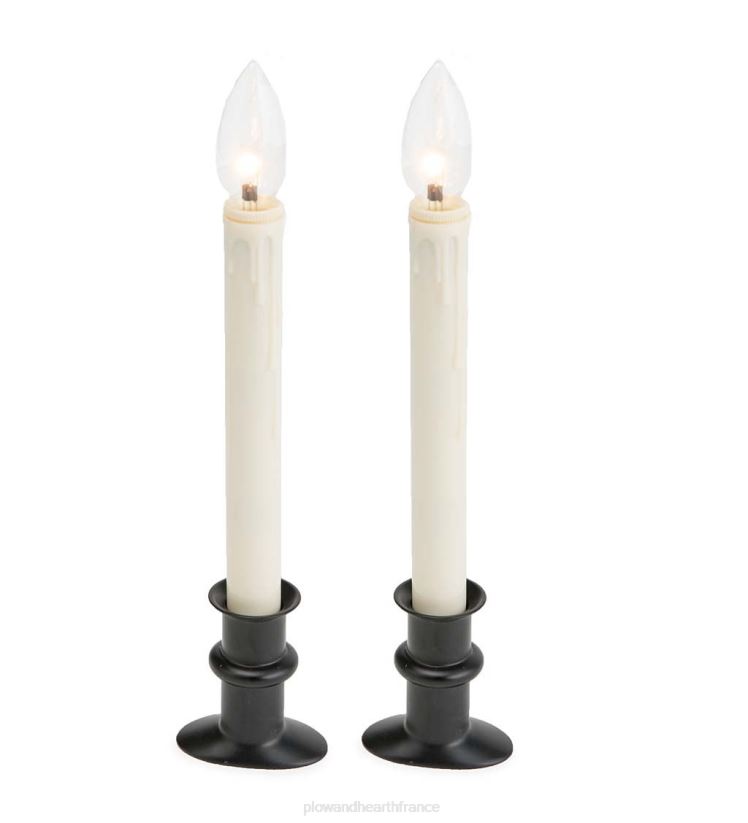 Plow & Hearth saisonniers et cadeaux bougies de fenêtre réglables, lot de 2 - onyx 0BNZ3000