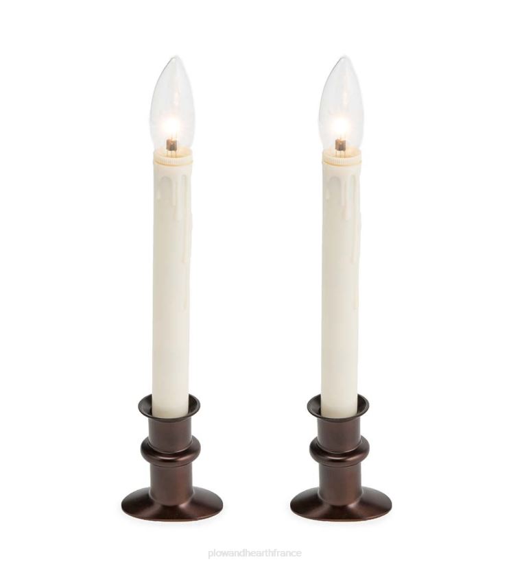 Plow & Hearth saisonniers et cadeaux bougies de fenêtre réglables, lot de 2 - onyx 0BNZ3000