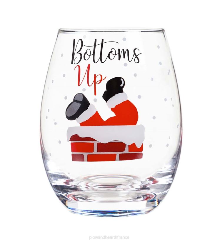 Plow & Hearth saisonniers et cadeaux fond vers le haut 17 oz. verre à vin sans pied avec boîte cadeau 0BNZ2990