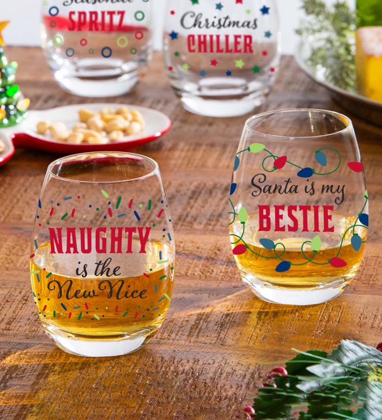 Plow & Hearth saisonniers et cadeaux le Père Noël est mon meilleur ami 17 oz. verre à vin sans pied avec boîte cadeau 0BNZ2989