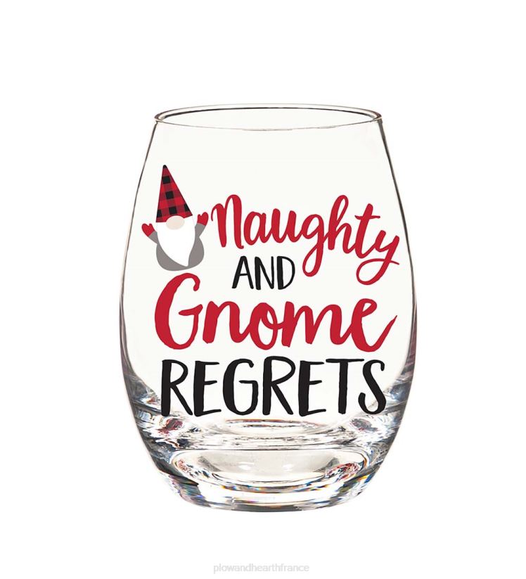 Plow & Hearth saisonniers et cadeaux vilain et gnome regrette 17 oz. verre avec coffret cadeau bouchon à vin 0BNZ2991