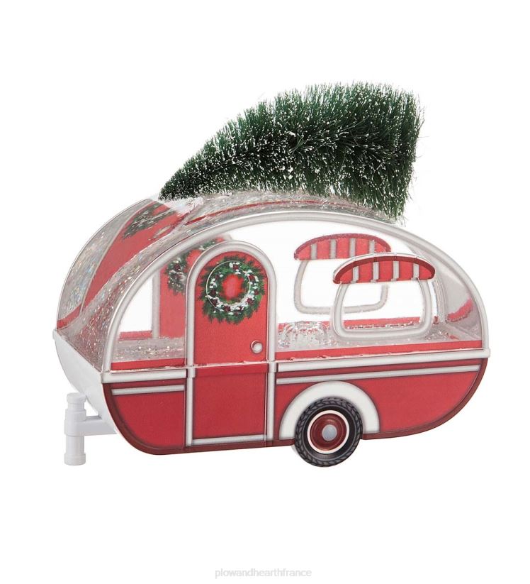 Plow & Hearth saisonniers et cadeaux Camping-car vintage de vacances avec globe d'eau à paillettes éclairé par un arbre à bouteilles 0BNZ2148