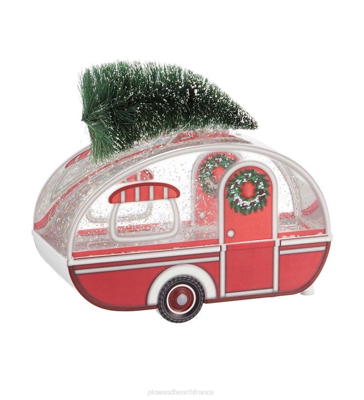 Plow & Hearth saisonniers et cadeaux Camping-car vintage de vacances avec globe d'eau à paillettes éclairé par un arbre à bouteilles 0BNZ2148
