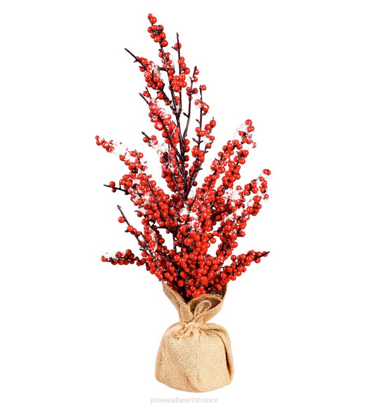 Plow & Hearth saisonniers et cadeaux arbre à fruits rouges avec décor de table en pot en toile de jute 0BNZ2157