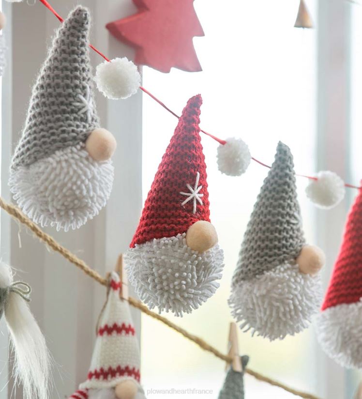 Plow & Hearth saisonniers et cadeaux guirlande suspendue de gnome en peluche 0BNZ2153