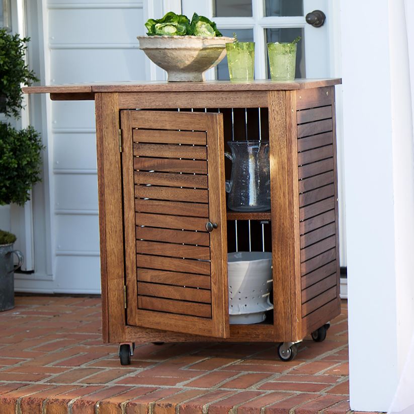 Plow & Hearth saisonniers et cadeaux petit chariot roulant en bois d'eucalyptus - naturel 0BNZ2160