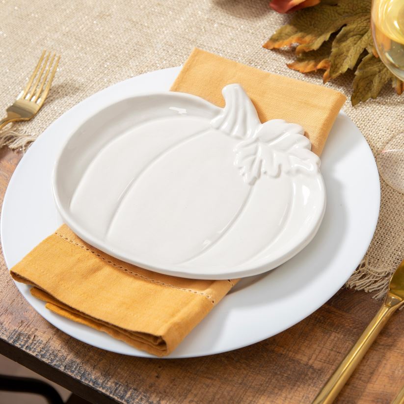 Plow & Hearth saisonniers et cadeaux assiettes de citrouille d'automne en céramique, ensemble de 6 0BNZ3118