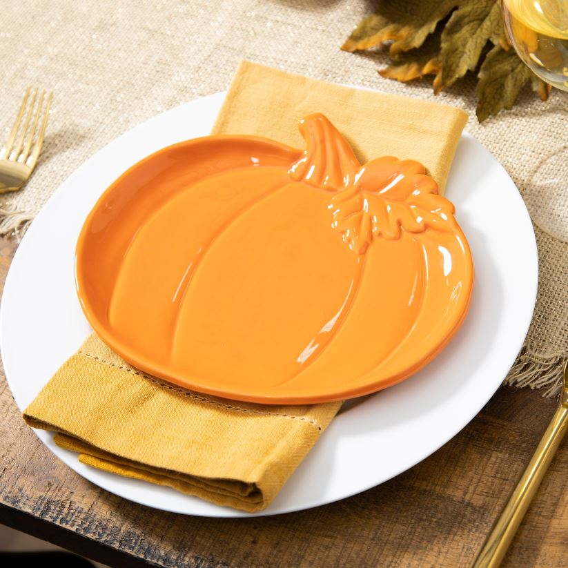 Plow & Hearth saisonniers et cadeaux assiettes de citrouille d'automne en céramique, ensemble de 6 0BNZ3118