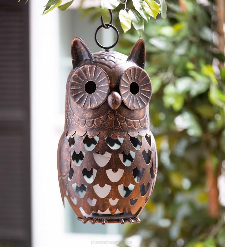Plow & Hearth saisonniers et cadeaux lanterne de hibou à LED en métal 0BNZ3121