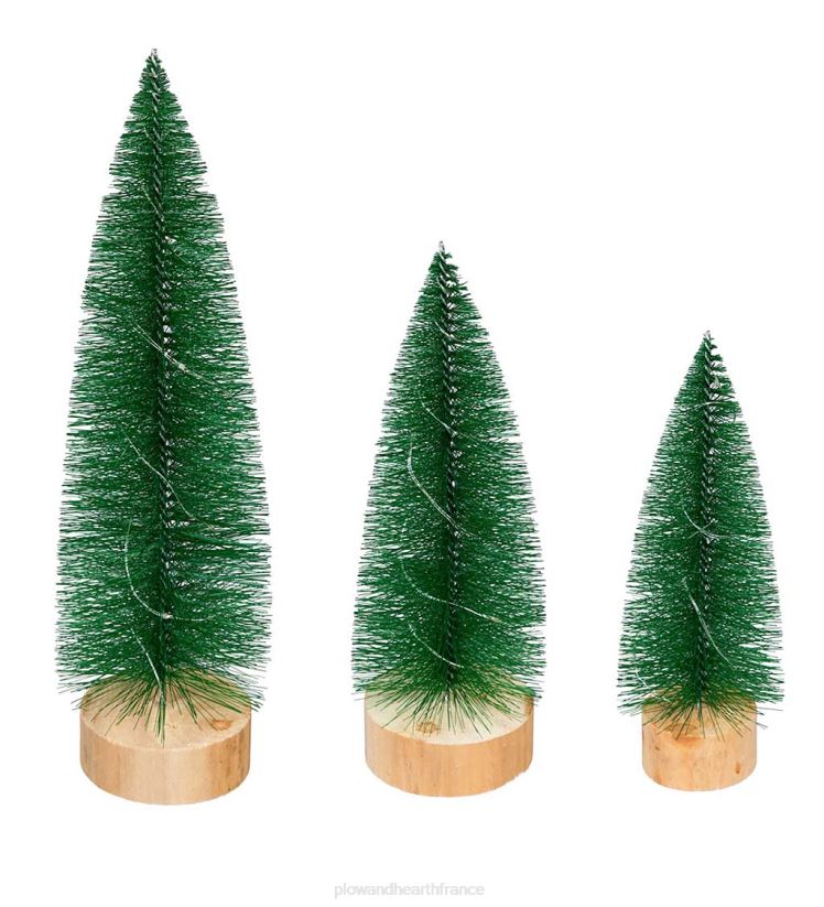 Plow & Hearth saisonniers et cadeaux Arbres à goupillons avec guirlande lumineuse LED, lot de 3 0BNZ2181