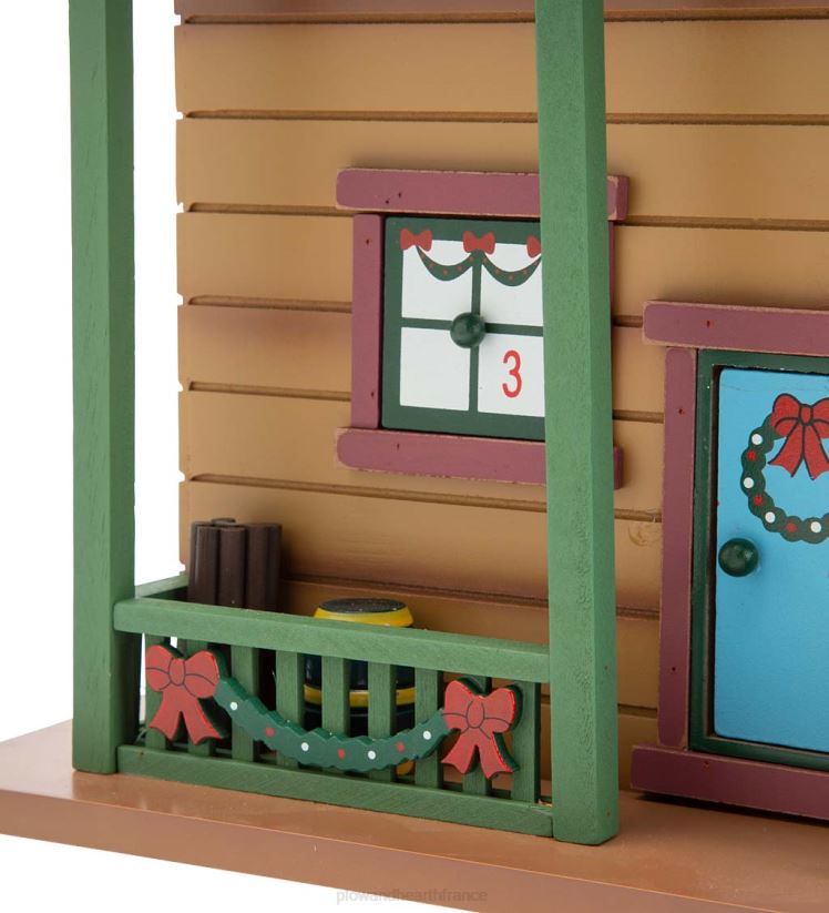 Plow & Hearth saisonniers et cadeaux Cabane de l'Avent de Noël avec animaux des bois et Père Noël 0BNZ2164