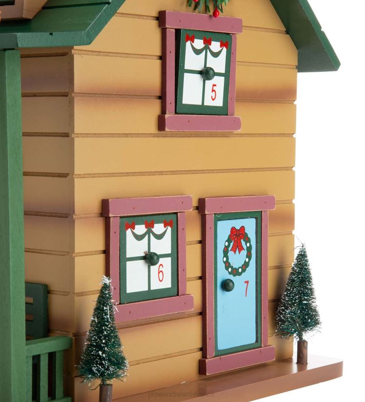 Plow & Hearth saisonniers et cadeaux Cabane de l'Avent de Noël avec animaux des bois et Père Noël 0BNZ2164