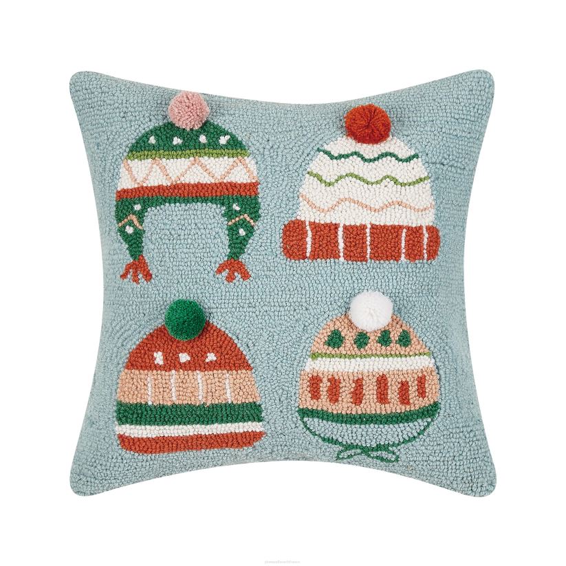 Plow & Hearth saisonniers et cadeaux Chapeaux d'hiver 3D oreiller en laine crocheté à la main - chapeaux d'hiver 0BNZ2285