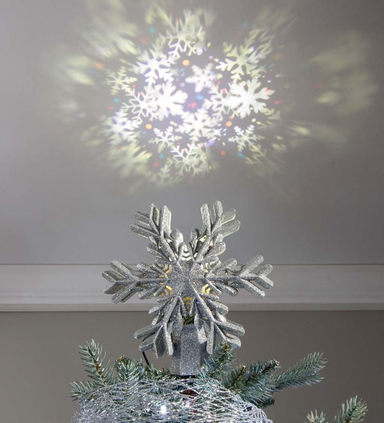 Plow & Hearth saisonniers et cadeaux Décoration de sapin de Noël en forme de flocon de neige argenté avec étoiles projetées par LED. 0BNZ2249