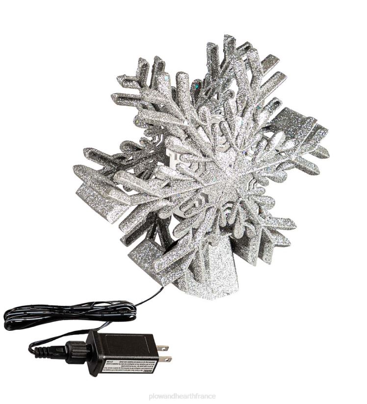 Plow & Hearth saisonniers et cadeaux Décoration de sapin de Noël en forme de flocon de neige argenté avec étoiles projetées par LED. 0BNZ2249