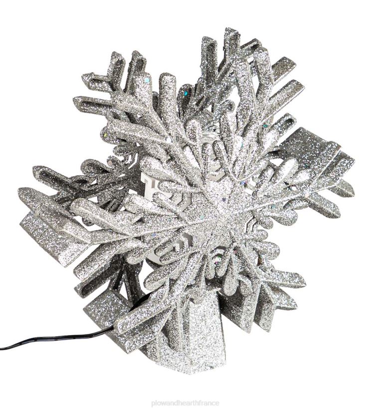 Plow & Hearth saisonniers et cadeaux Décoration de sapin de Noël en forme de flocon de neige argenté avec étoiles projetées par LED. 0BNZ2249