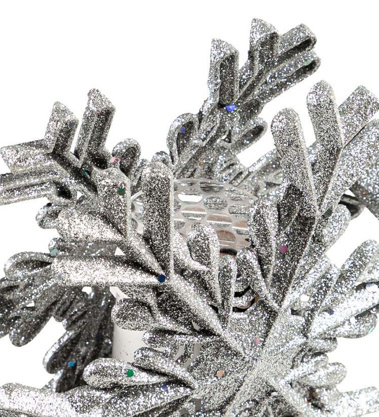 Plow & Hearth saisonniers et cadeaux Décoration de sapin de Noël en forme de flocon de neige argenté avec étoiles projetées par LED. 0BNZ2249