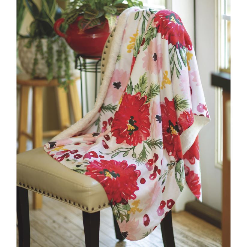 Plow & Hearth saisonniers et cadeaux Jeté polaire sherpa fleurs des Fêtes 0BNZ2304