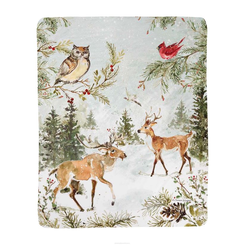 Plow & Hearth saisonniers et cadeaux Jeté polaire sherpa forêt d'hiver 0BNZ2202