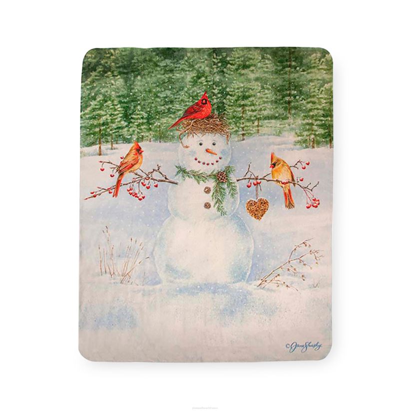 Plow & Hearth saisonniers et cadeaux Jeté polaire sherpa joyeux bonhomme de neige 0BNZ2256