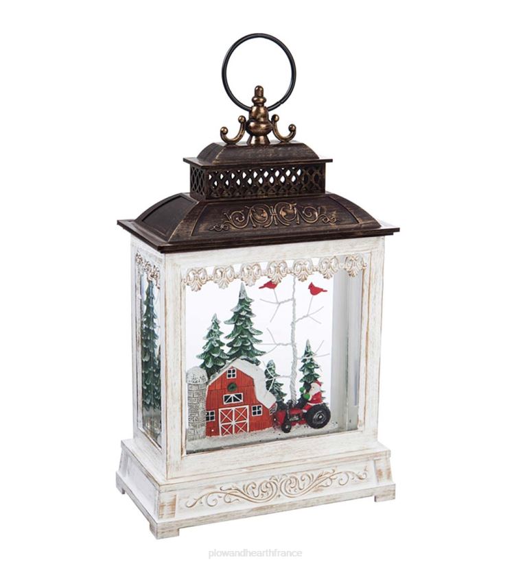 Plow & Hearth saisonniers et cadeaux Lanterne LED de grange d'hiver avec décor de table d'action tournante 0BNZ2227
