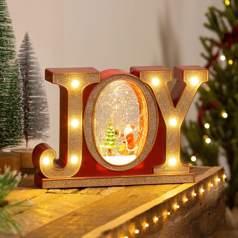 Plow & Hearth saisonniers et cadeaux Lanterne globe d'eau Joy éclairée 0BNZ2189