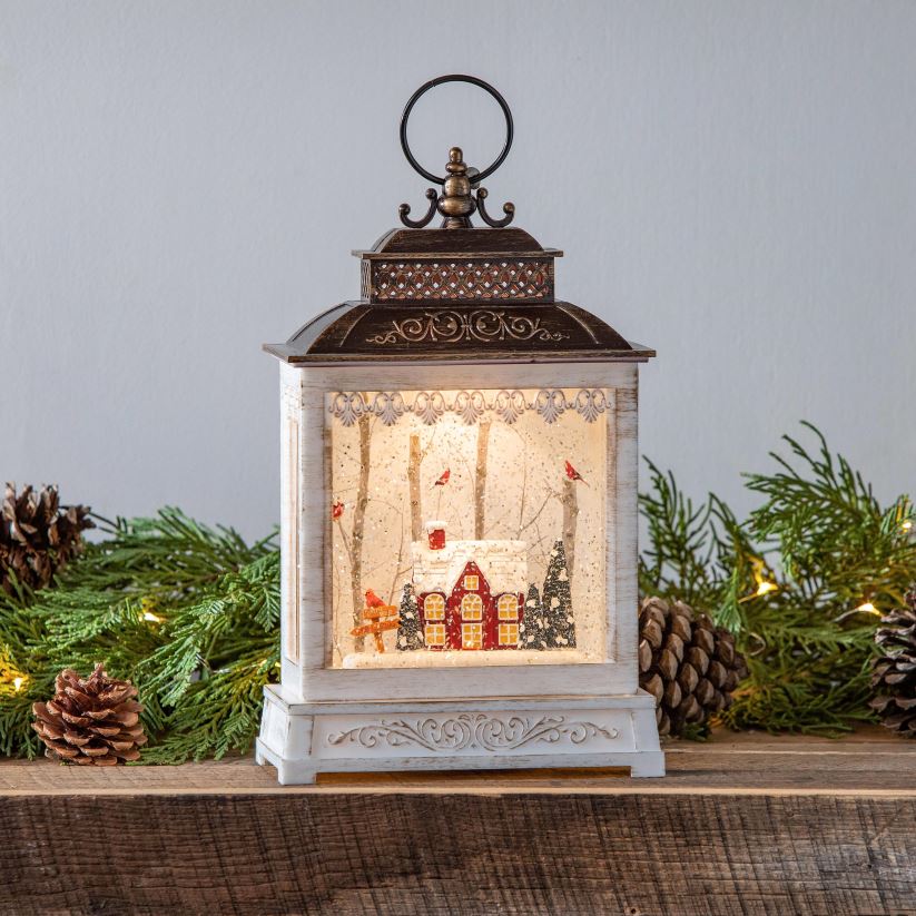 Plow & Hearth saisonniers et cadeaux Lanterne globe d'eau cardinale de noël éclairée avec musique 0BNZ2184