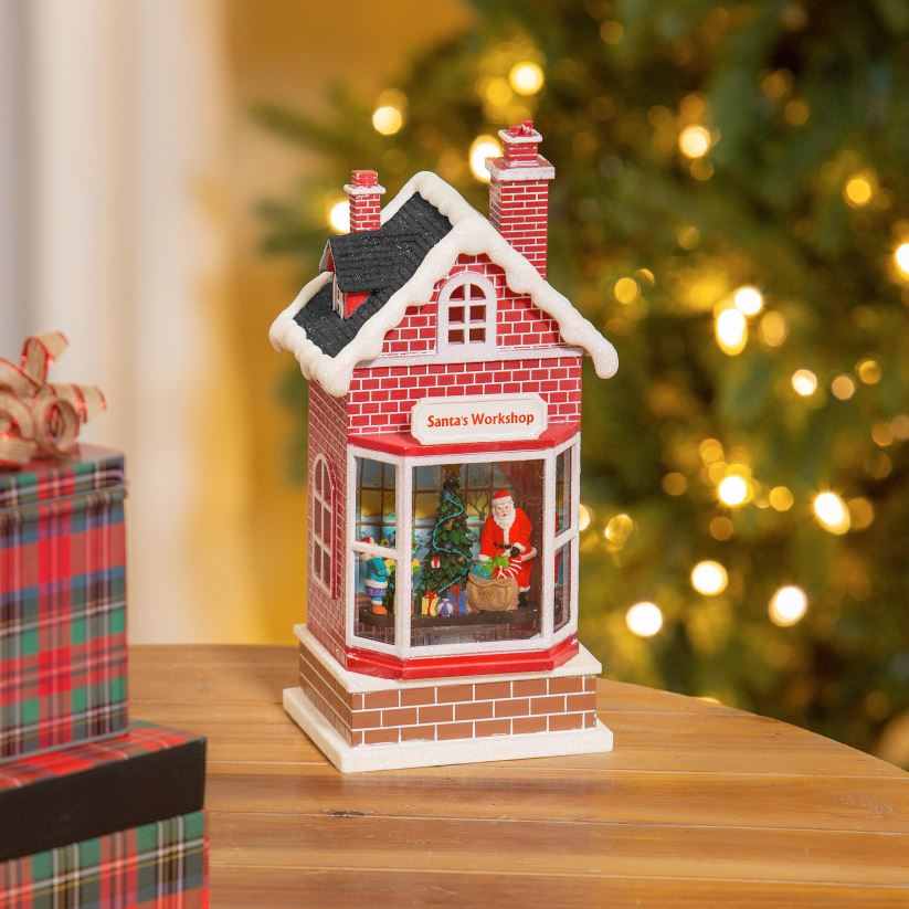 Plow & Hearth saisonniers et cadeaux Lanterne globe d'eau éclairée de l'atelier du Père Noël 0BNZ2216