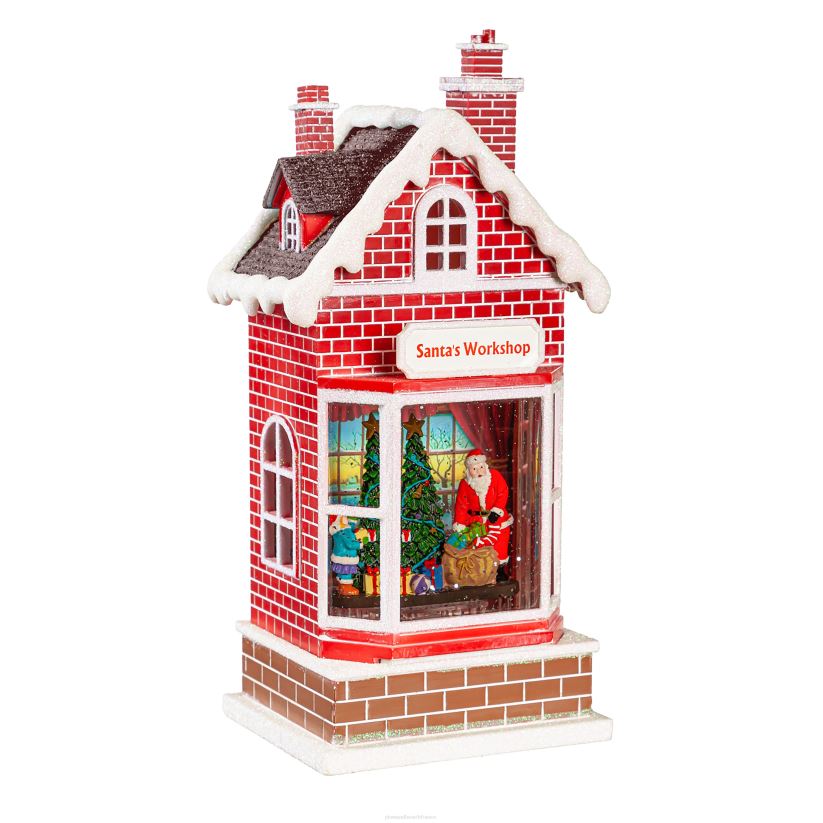 Plow & Hearth saisonniers et cadeaux Lanterne globe d'eau éclairée de l'atelier du Père Noël 0BNZ2216