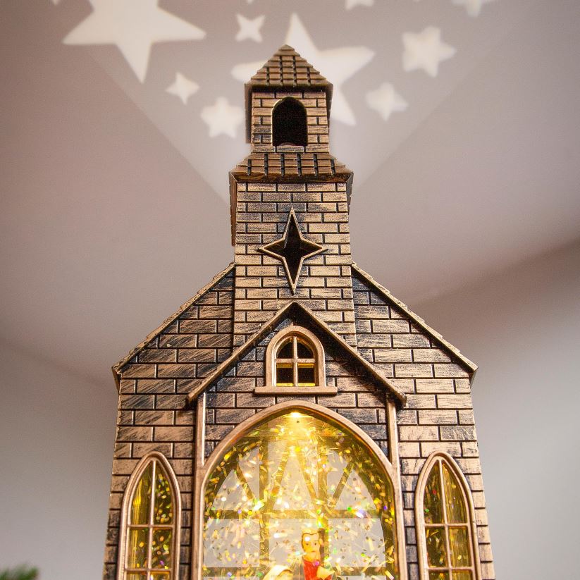 Plow & Hearth saisonniers et cadeaux Lanterne globe d'eau d'église éclairée avec projecteur 0BNZ2178