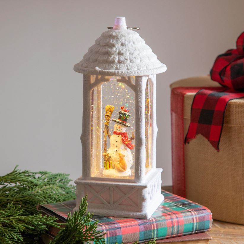 Plow & Hearth saisonniers et cadeaux Lanterne lumineuse en forme de bonhomme de neige et de globe d'eau avec projecteur 0BNZ2247