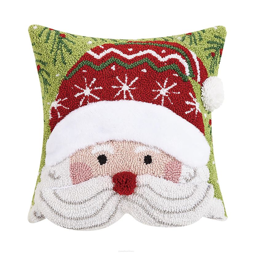 Plow & Hearth saisonniers et cadeaux Oreiller en laine crocheté à la main avec visage de père Noël 3D - Père Noël 0BNZ2265