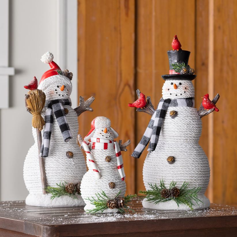 Plow & Hearth saisonniers et cadeaux accent de vacances en famille bonhomme de neige, ensemble de 3 0BNZ2174
