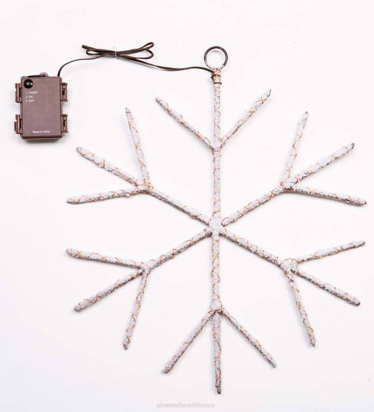 Plow & Hearth saisonniers et cadeaux accent suspendu de flocon de neige de branche de bouleau illuminé - brun 0BNZ2180