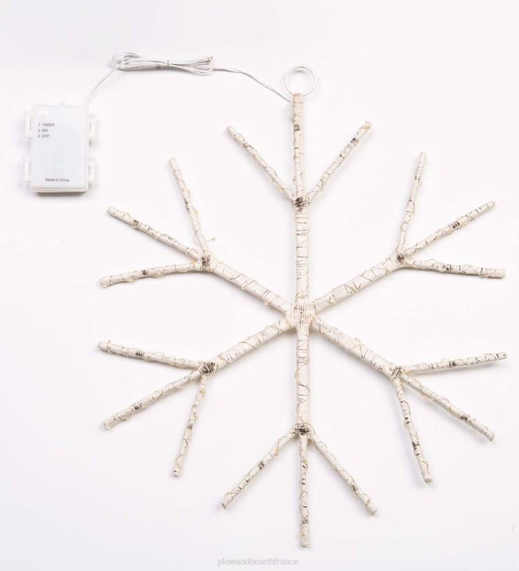 Plow & Hearth saisonniers et cadeaux accent suspendu de flocon de neige de branche de bouleau illuminé - brun 0BNZ2180