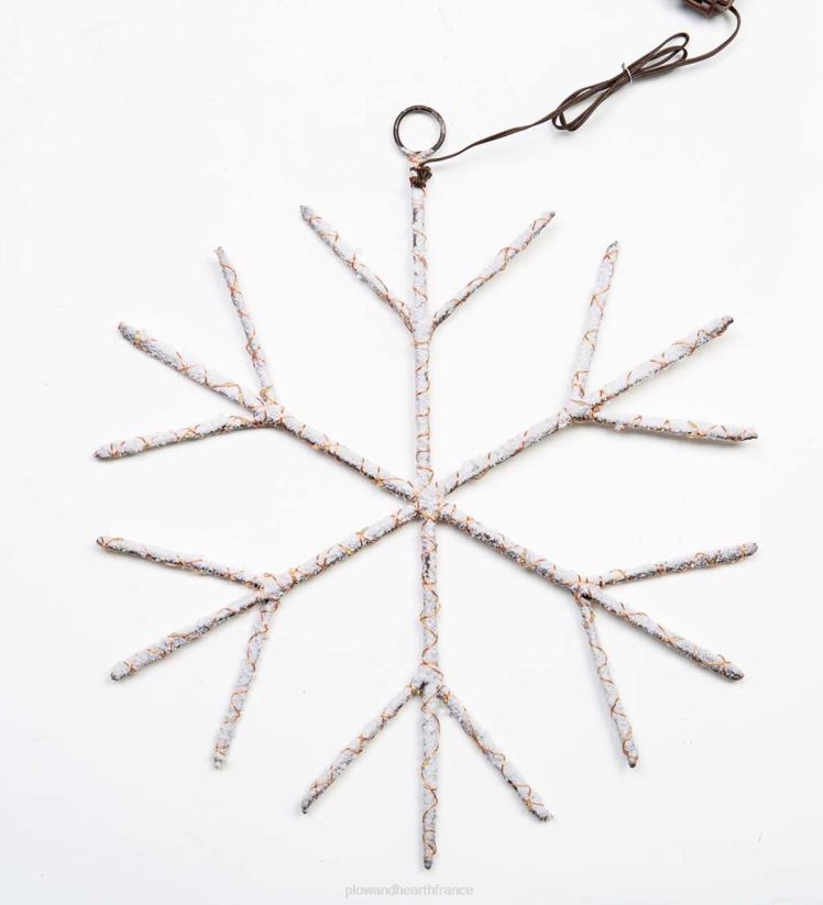 Plow & Hearth saisonniers et cadeaux accent suspendu de flocon de neige de branche de bouleau illuminé - brun 0BNZ2180